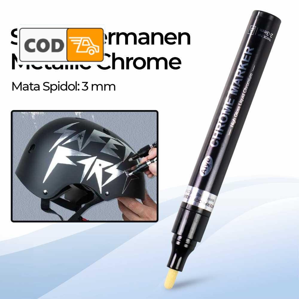 

Spidol Permanen Marker Waterproof untuk Perabotan Prakarya Seni Metallic Chrome 3mm