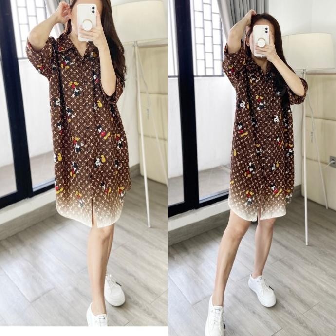Grosir Baju Dress Daster Kekinian / Kemeja Panjang Lengan Pendek / Dress Over