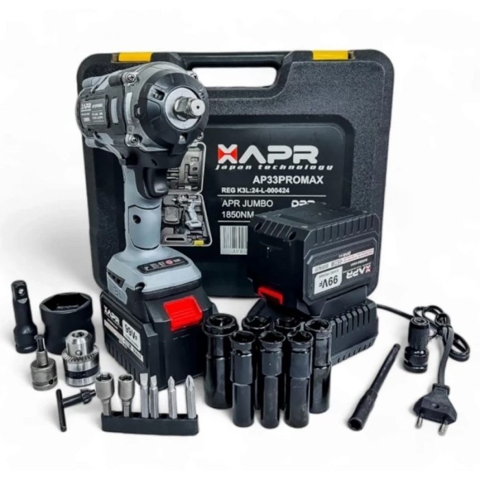 APR AP33PROMAX JUMBO IMPACT WRENCH CORDLESS 1850NM PEMBUKA BAUT MOTOR MOBIL ORIGINAL