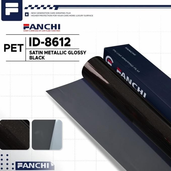 

Promo 50CM Sticker FANCHI ID-8612 Satin Metallic Glossy Black PET per 50CM COD