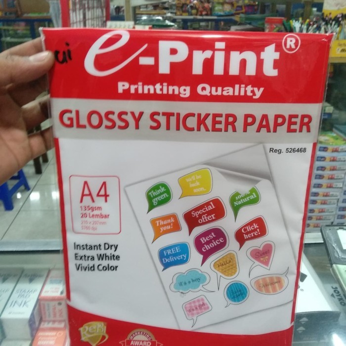 

Glossy sticker paper E- print / kertas sticker E- print