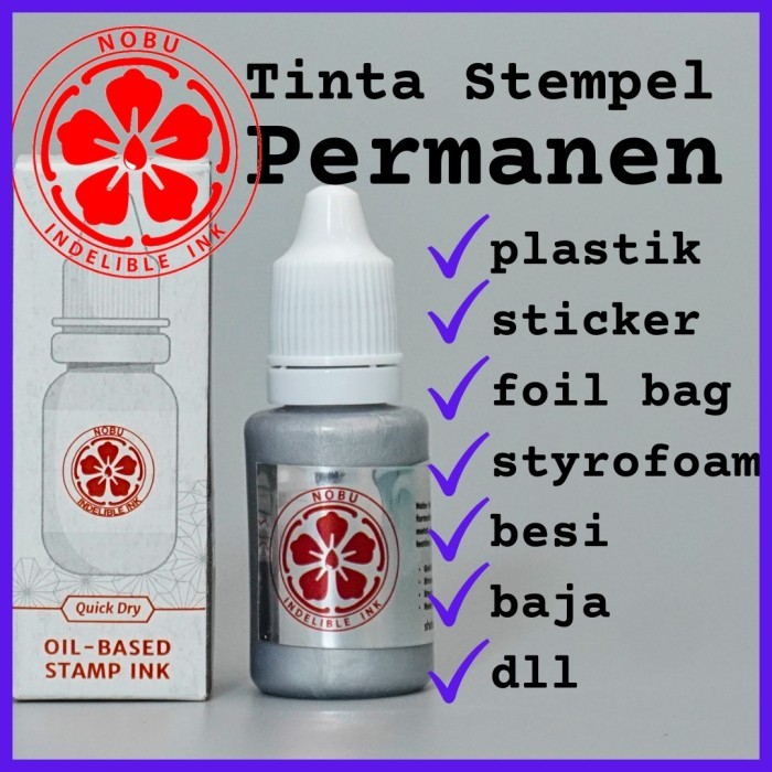 

Tinta Stempel Permanen Warna Silver - Perak Plastik - Besi Logam