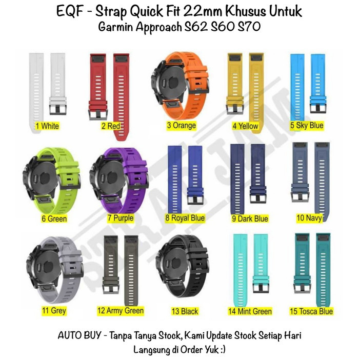 TERMURAH - EQF 22mm Strap Garmin Approach S70 S62 S60 - Tali Jam Tangan Quick Fit