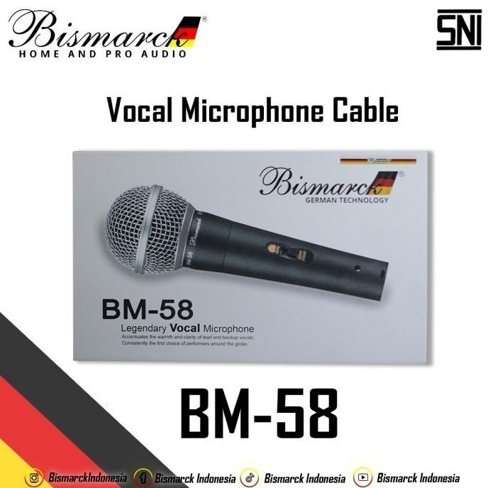 Promo Mic Bismarck Bm-58 Vocal Microphone Bm58 Ori Vocal Microphone Cable