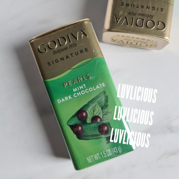 

GODIVA DARK CHOCOLATE MINT PEARLS PEARL TIN COKELAT COKLAT