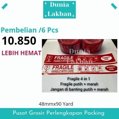 

LAKBAN HOKI FRAGILE MERAH 90 YARD / LAKBAN JGN DIBANTING 1 DUS ASLI