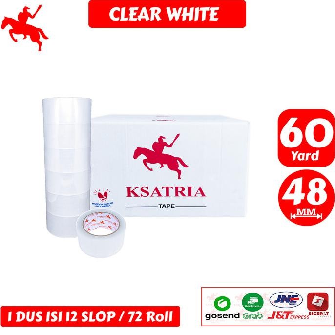 

LAKBAN CLEAR WHITE KSATRIA TAPE 60 YARD (1 DUS) ASLI