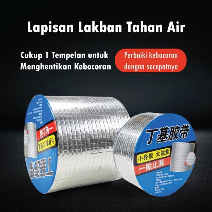 

LAKBAN ANTI BOCOR ALUMINIUM WATERPROFF FOIL TAPE TAHAN PANAS 20CM X 5M ASLI