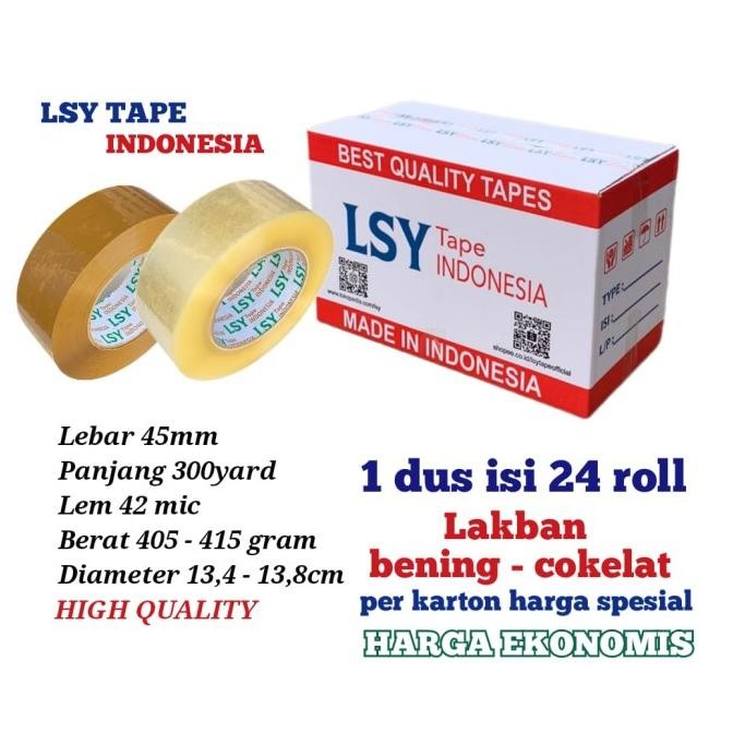 

LAKBAN BENING- COKELAT TERMURAH LSY TAPE 1 DUS ISI 24 ROLL 300YARD CHO ASLI