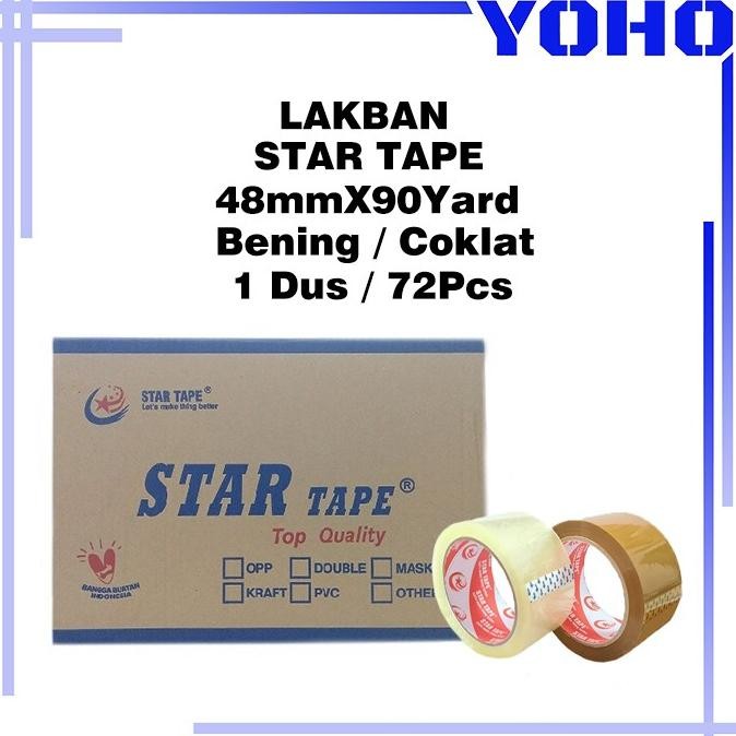 

LAKBAN STAR TAPE - 2INCH / 48MM X 90Y BENING / COKLAT - DUS=72PCS ASLI