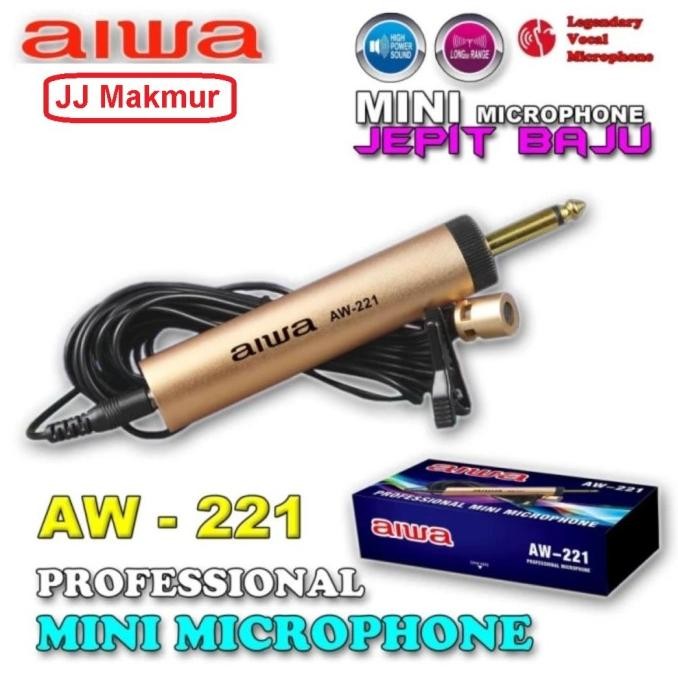 Grosir Mic Jepit Baju Aiwa Aw221 - Microphone Clip On - Mic Kabel Jepit Kerah