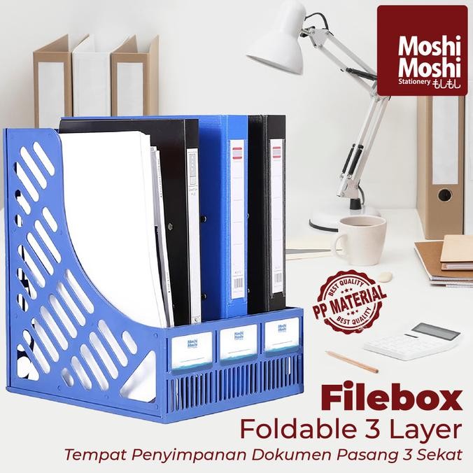 

File Box Foldable 3 Layer Tempat Penyimpanan Dokumen Lipat 3 Sekat