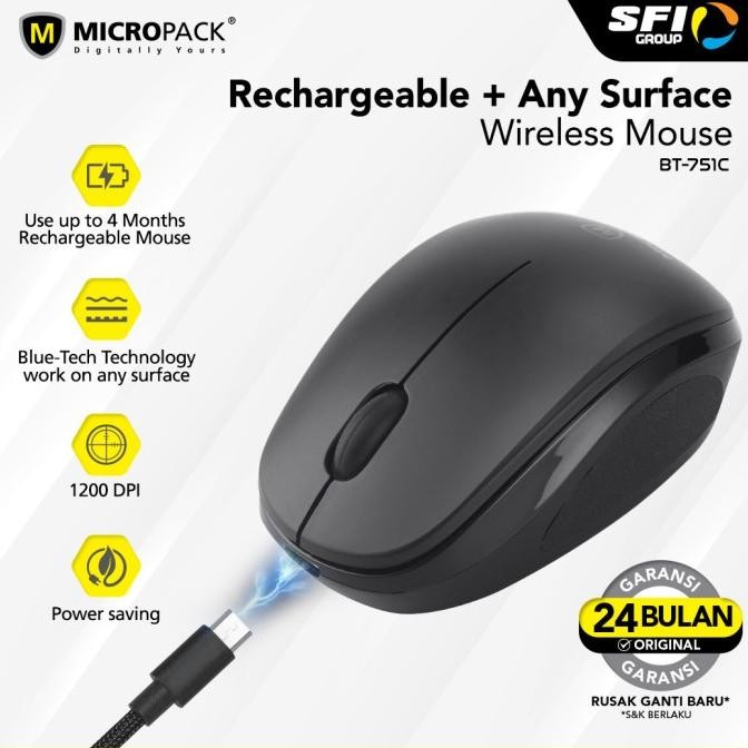 Micropack Wireless Mouse Blue Tech Rechargeable (Bt-751C)