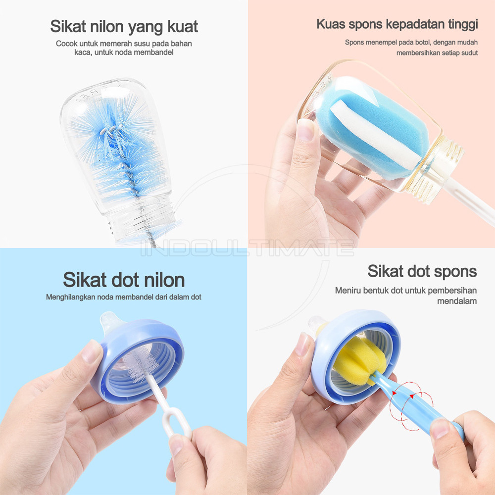 Sikat Botol Susu Bayi Sikat Botol Silikon Sikat Botol Minum Panjang Sikat Spon Pembersih Botol Susu