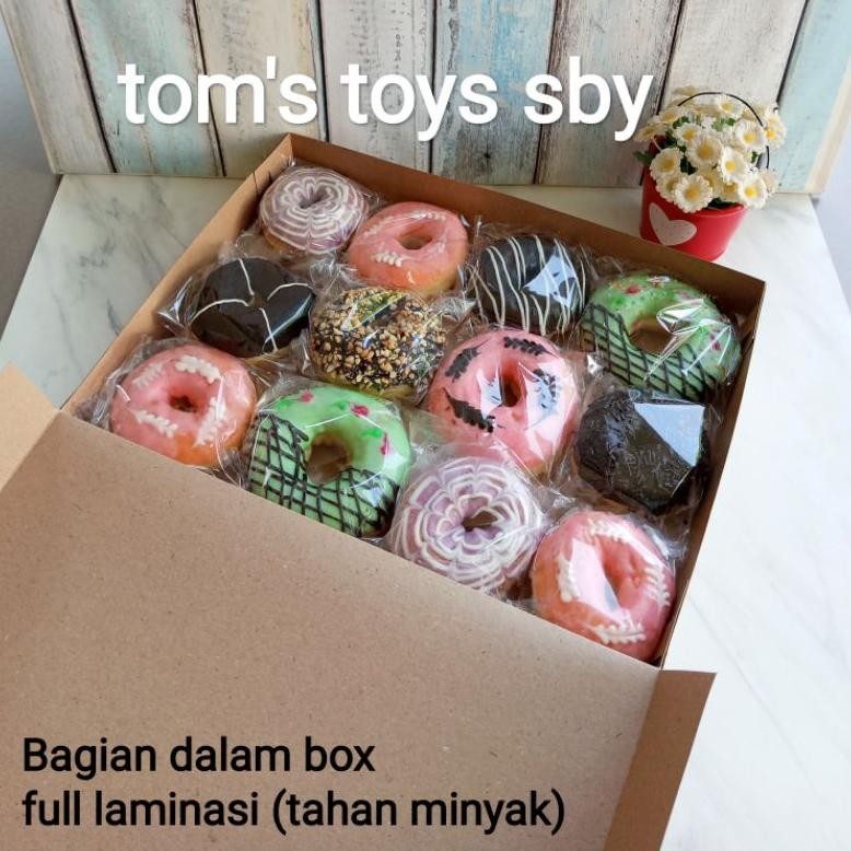 

COD Box Dus Kotak Kemasan Donat isi 12 Kraft paper 335 gsm full laminasi tahan minyak ( 1pack isi 20 box ) Yu-10