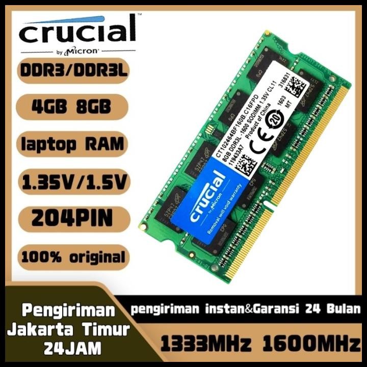 Promo Ram Laptop Crucial Ddr3L 8Gb Sodimm 1600Mhz Pc12800 Ddr3 1Rx8 Memory Good Quality
