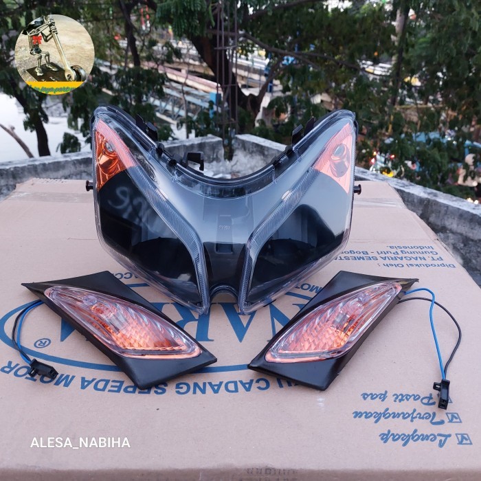 TERBARU Reflektor Lampu Depan Plus Sein Vario 110 Old Karbu Custom Smoke Oren