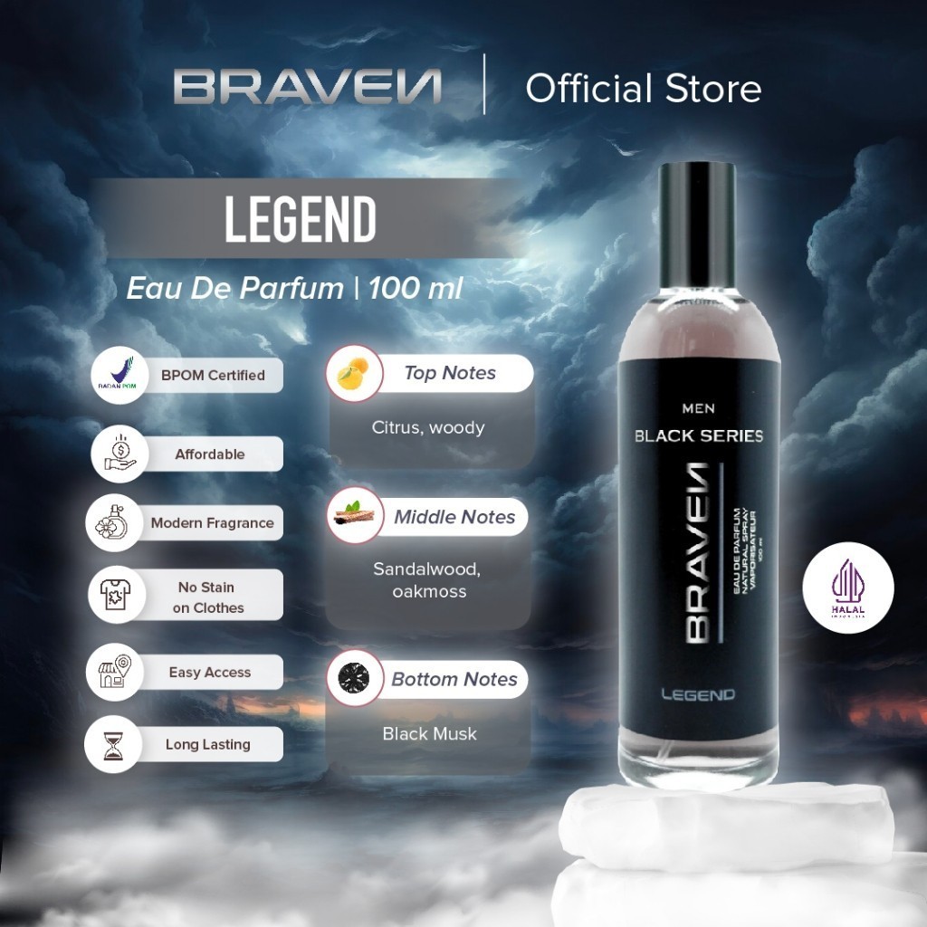 Braven Black Eau De Parfum 100ML Legend Parfum Pria | Parfum Cowok EDP Tahan Lama
