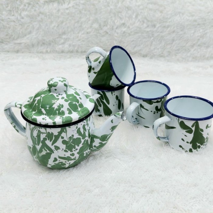 SET TEKO BLIRIK JADUL PLUS 4 MUG TEMPAT AIR CERET LURIK BLURIK CEBOL