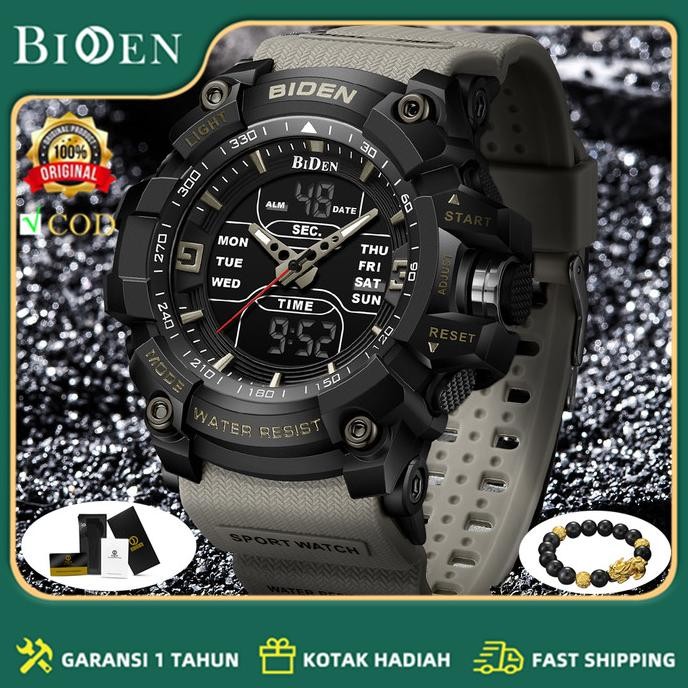 Biden Jam Tangan Pria Militer Tali Silikon Digital&Analog Display Jam