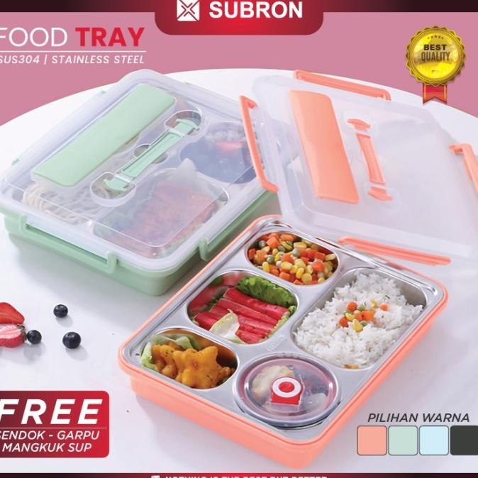 Subron Sus 304  Lunch Box Kotak Bekal Catering 5 Sekat Wadah Stainless