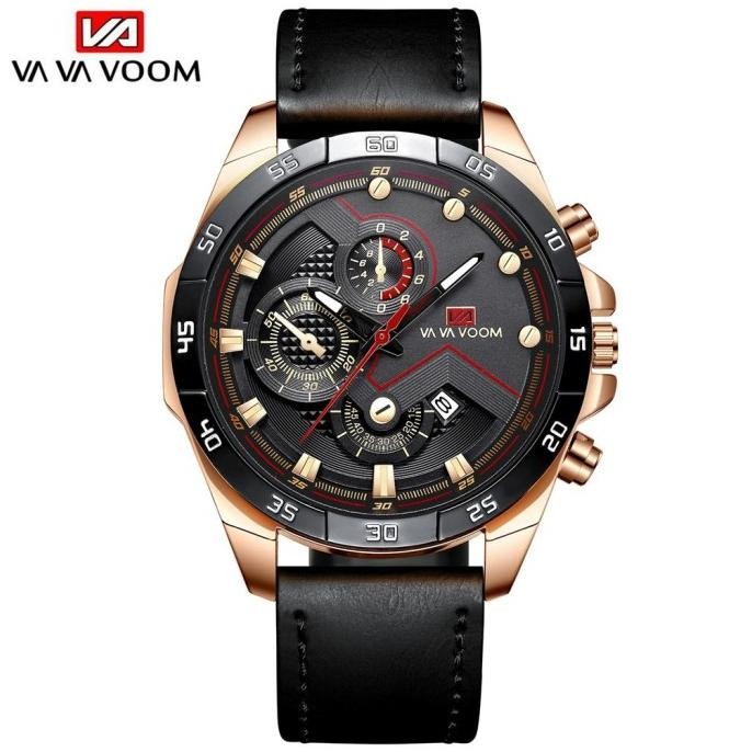Jam Tangan Pria VAVA VOOM 2162 VAVAVOOM Tahan Air Kulit Leather