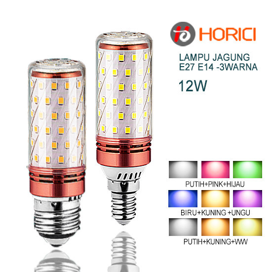 BERMUTU 12W E27 E14 3 WARNA LAMPU BOLA LAMPU HIAS LED BULB PUTIH LAMPU JAGUNG