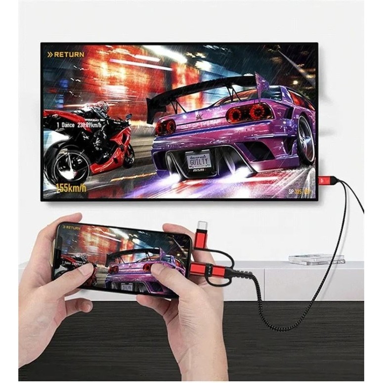 Kabel USB 3.1 Type C, Lightning, Micro USB (Non MHL) to HDMI 4K 60Hz C