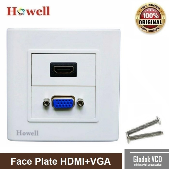 Howell Wall Face Plate / Outlat Socket HDMI + VGA