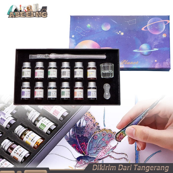 

Set Pena Celup Kaca Kaligrafi Herbin Round Glass Dip Pen Calligraphy