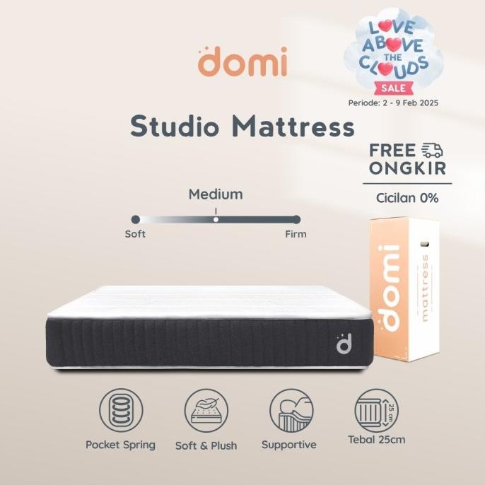 Domi Studio Mattress - Kasur Pocket Spring Bed Motion Isolation