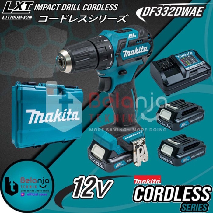 Makita Mesin Bor Obeng Baterai Cordless DF 332 DWAE Brushless DF332