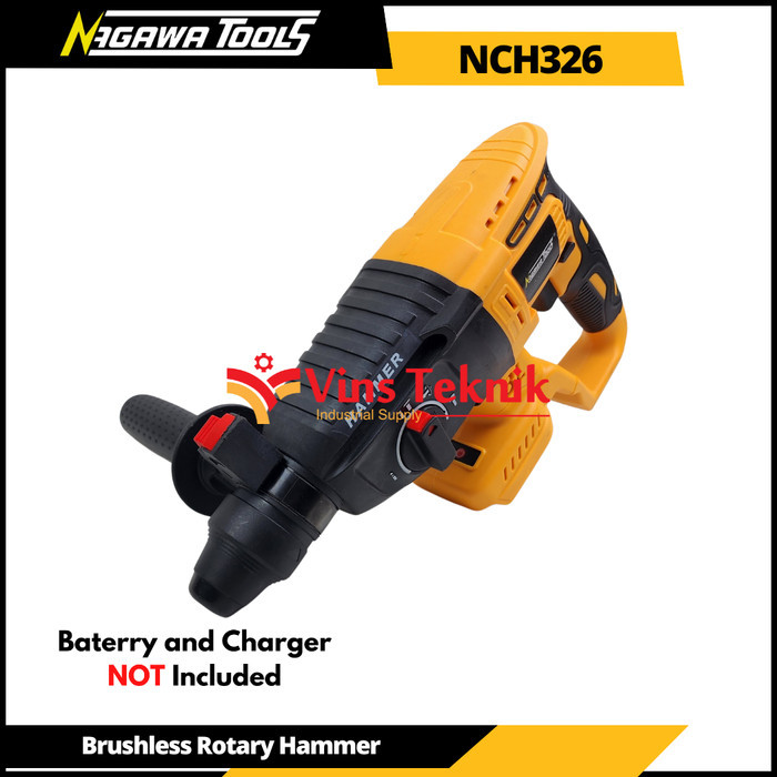 mesin bor beton baterai 3mode cordless hammer drill 26mm NAGAWA NCH326