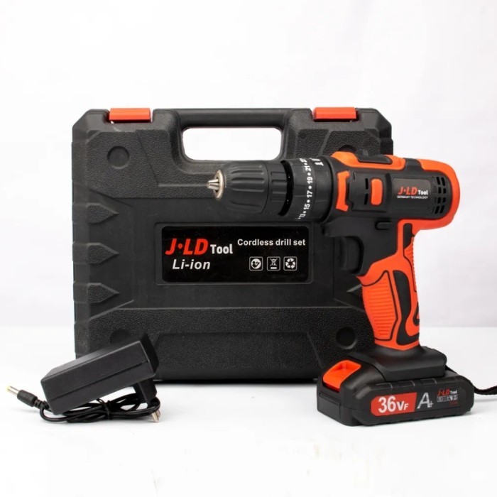 JLD 36vf mesin bor baterai cas 35N.M bor jld 10mm bolak balik 3 mode