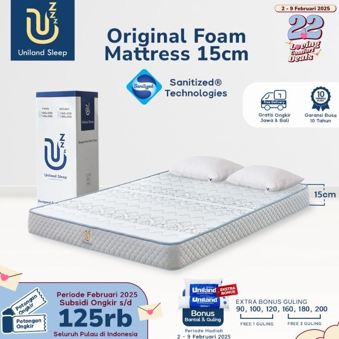 Kasur Busa Uniland Sleep Original 15Cm Foam Mattress Box Free Bantal