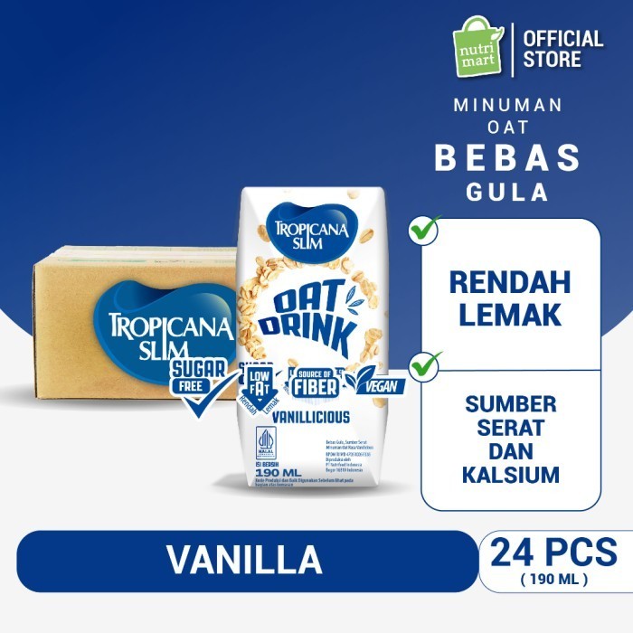 

TERLARIS TERLARIS 1 KARTON - TROPICANA SLIM OAT DRINK 190 ML (RTD) 24 PCS - MINUMAN OAT BEBAS GULA