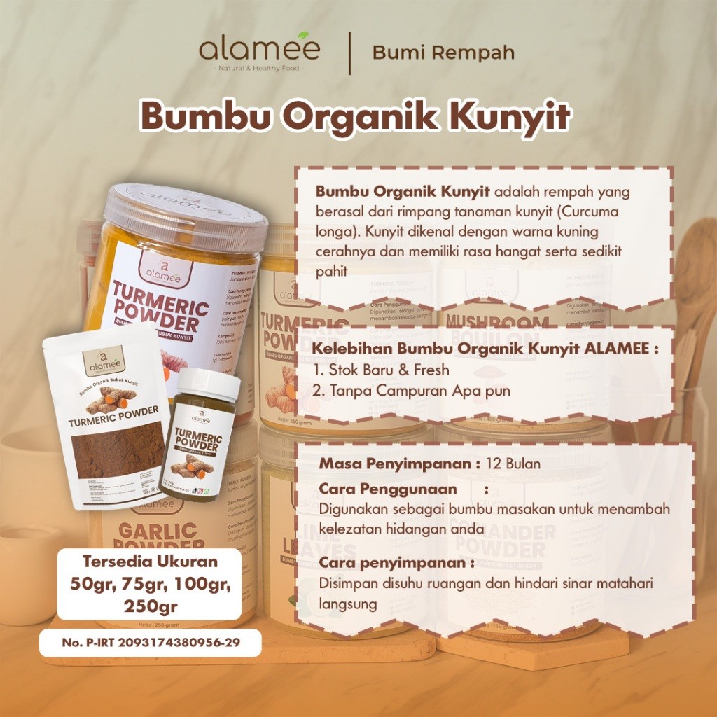 

Alamee Unyit Bubu Murni Turmeric Powder Ground Bumbu Dapur Intan Organi Eaoning 250Gr