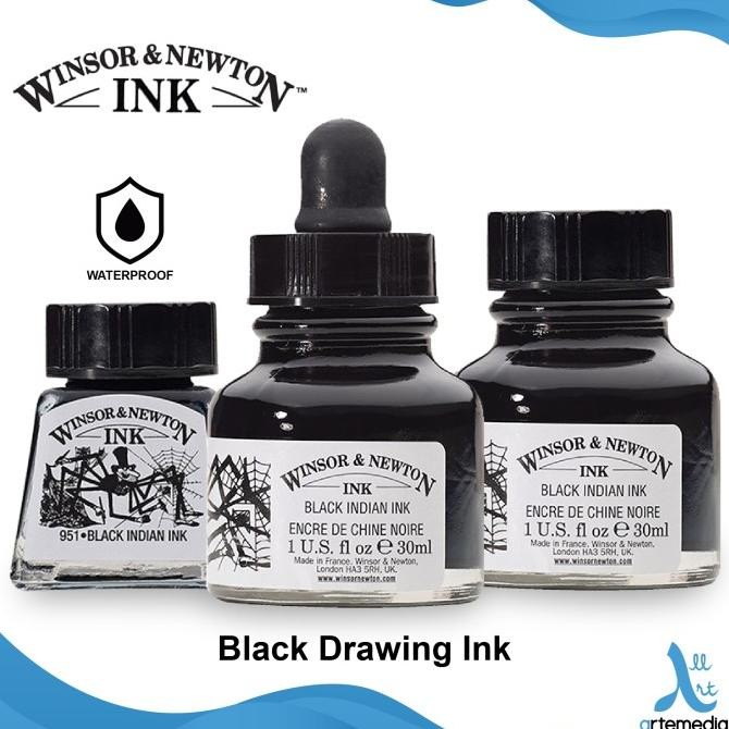 

Tinta Kaligrafi Winsor & Newton Black Indian Drawing Ink Pigment Color Original Dan Terlaris