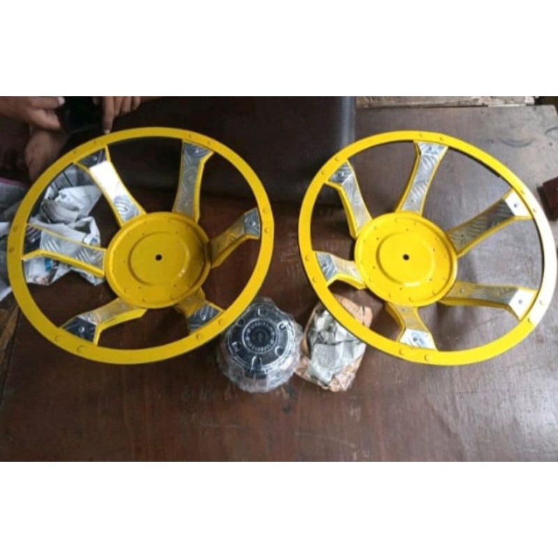Weldop Ring 16 Truk Double/Bus Medium Belakang Spider Kuning (2pcs)
