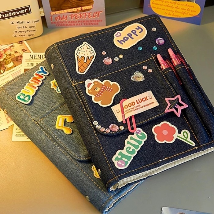 

TERLARIS! A5 DENIM BINDER + 20 SLEEVE 4p / 6 RING BINDER A5
