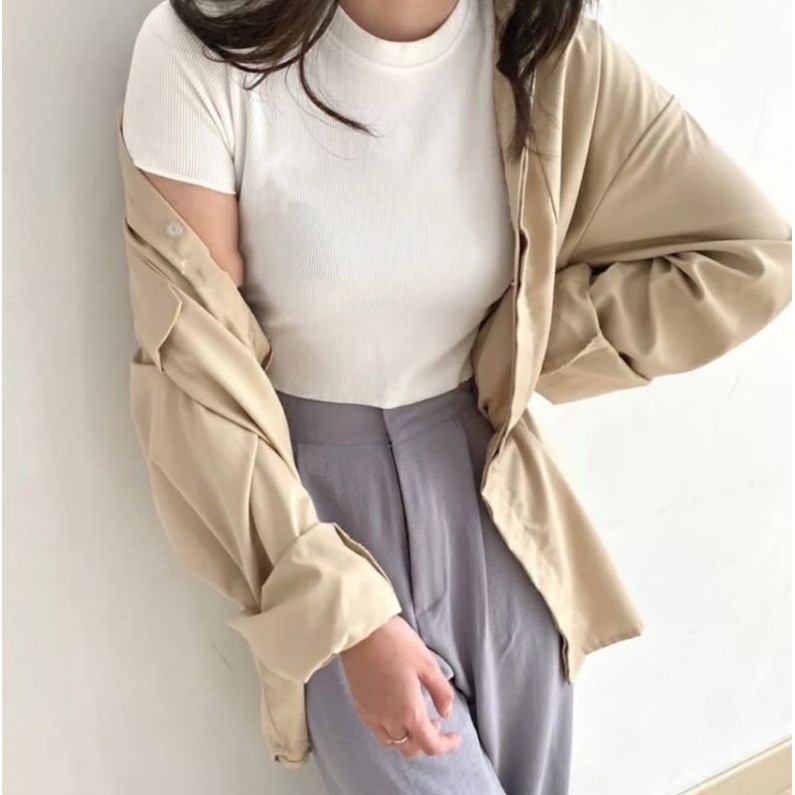 VVA SH - COD BASIC CROP KNIT RIB / CROP TOP WANITA / FASHION WANITA KEKINIAN / BAJU WANITA / TSHIRT