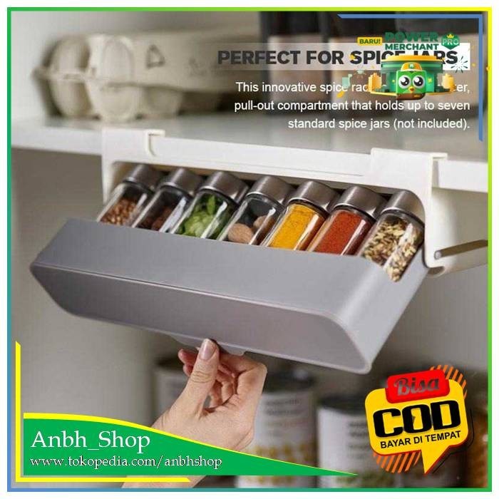 

CUCI GUDANG Laci Penyimpanan Botol Bumbu Dapur Under Shelf Spice Rack Organizer