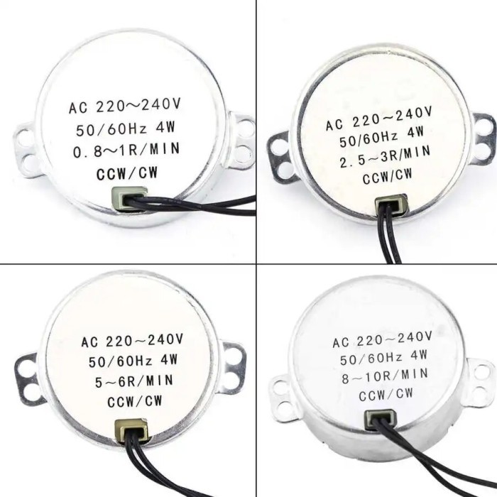 SYNCHRONOUS MOTOR 4W CW CCW ELECTRIC MOTOR 0.8-1RPM 2.5-3RPM 5-6RPM