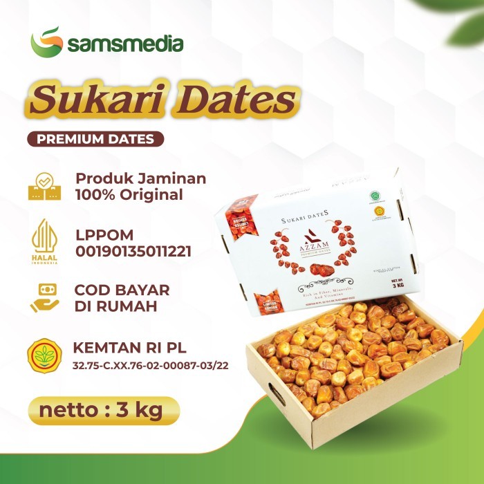 

Terlaris Kurma Sukkari Sukari Al Qaseem Al Qosim Premium 3 Kg Kurma Raja