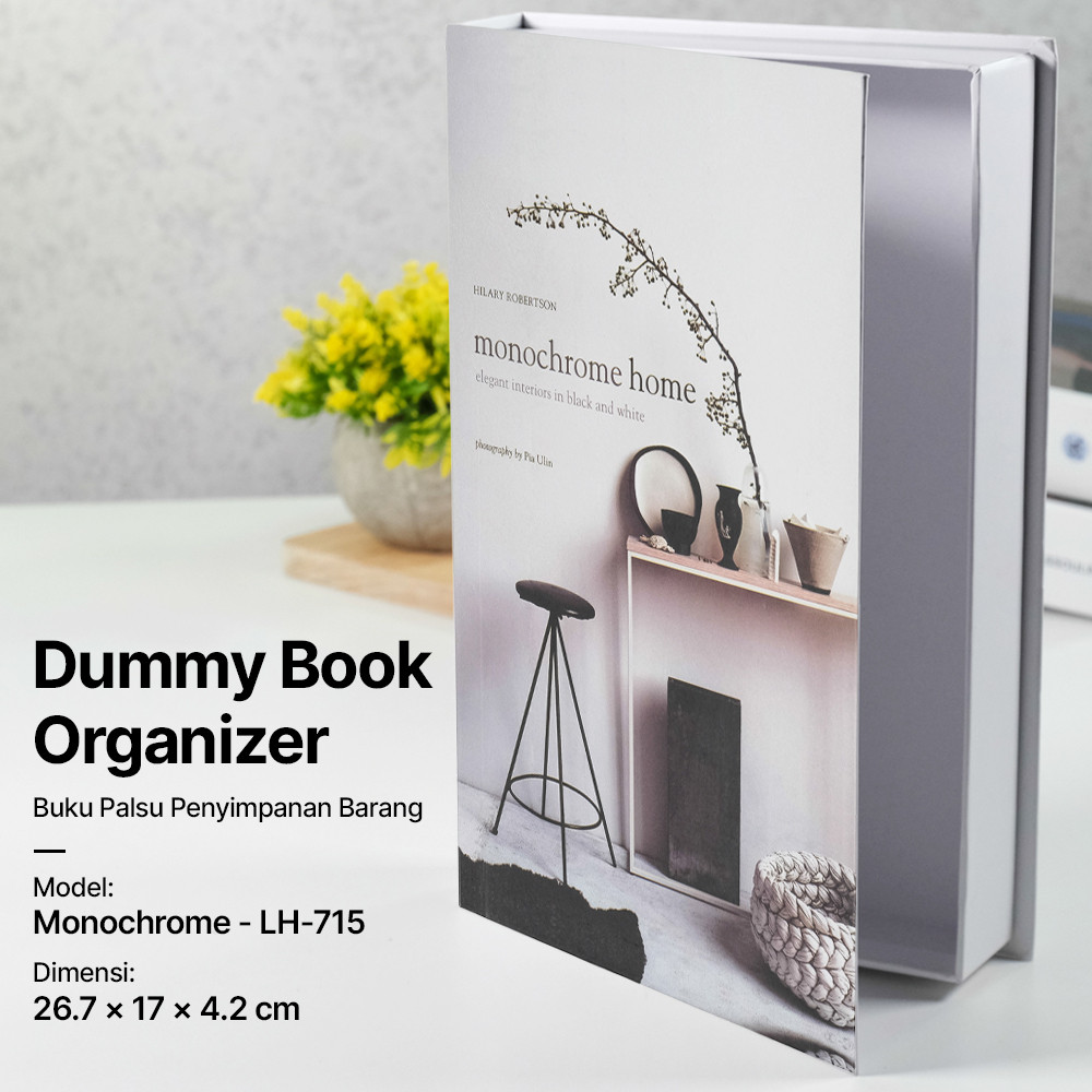 

VILEAD Buku Palsu Pajangan Penyimpanan Barang Dummy Book Organizer Monochrome-LH-715