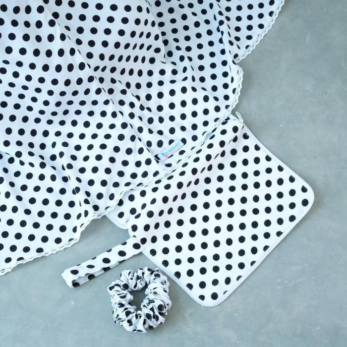 MUKENA RAYON ORI ZLATRA POLKADOT WHITE lembut premium