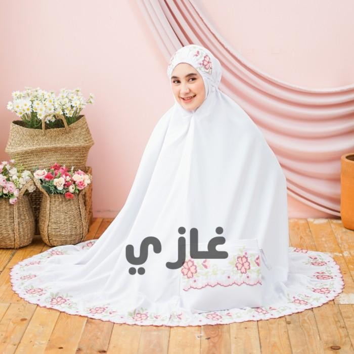 MUKENA DEWASA JUMBO TELEKUNG LEENA BORDIR PREMIUM lembut premium