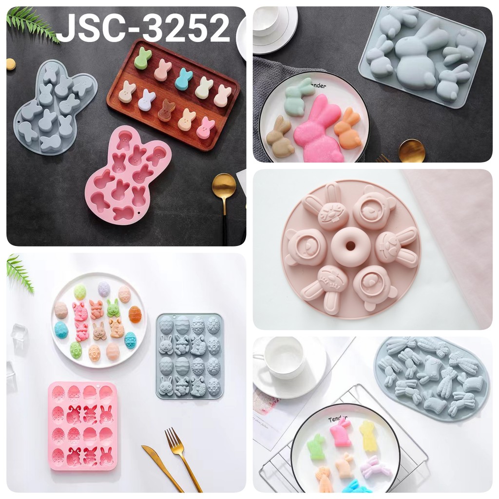 GR-JSC-3252 Cetakan silikon coklat kue pudding donut kelinci panda bear (CETAKAN SILIKON)