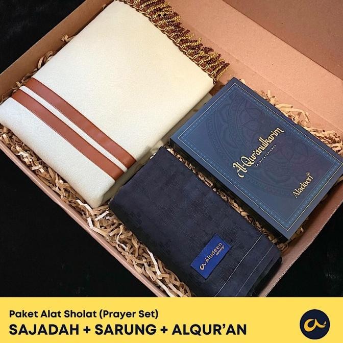 Paket Alat Sholat - Sajadah, Alquran, dan Sarung Tenun Aladeen