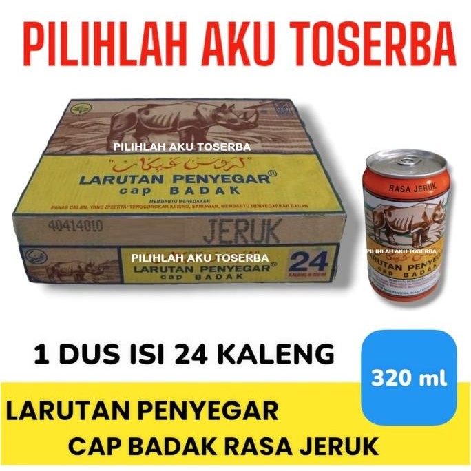 

SALE! LARUTAN PENYEGAR CAP BADAK RASA JERUK KALENG 320 ML - ( HARGA 1 DUS )